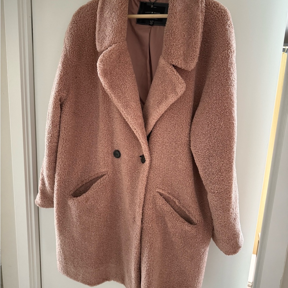 Lucky Brand pink teddy coat